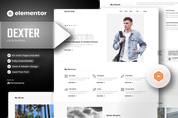 Dexter 20250706 – Personal Portfolio Elementor Template Kit