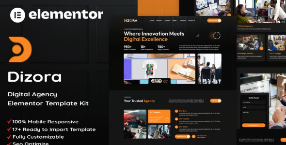 Dizora 1.0 – Digital Agency Elementor Template Kit