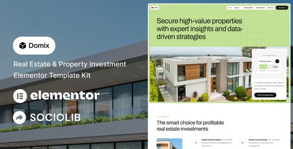 Domix 1.0 – Real Estate & Property Investment Elementor Template Kit