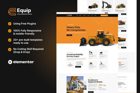 Equip 1.0 – Heavy Equipment Rental Elementor Template Kit