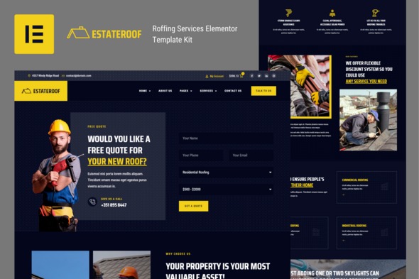 EstateRoof 20250723 – Roofing Services Elementor Pro Template Kit