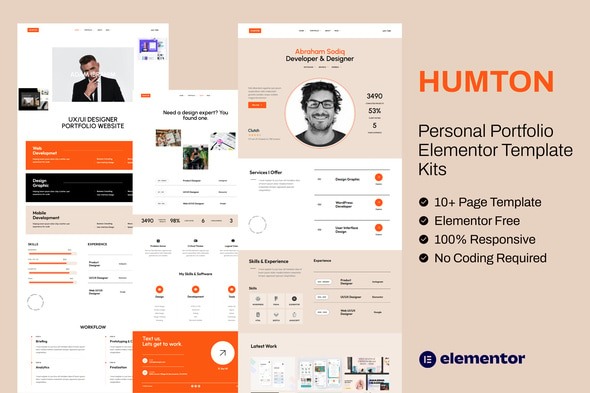 Humton 20250708 – Personal Portfolio Elementor Template Kits