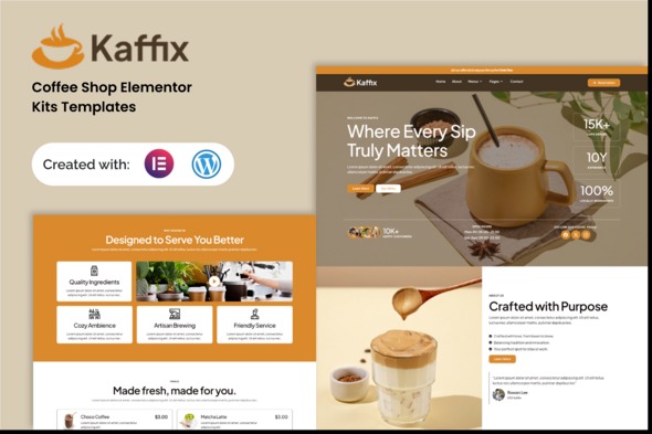 Kaffix 1.0 – Coffee Shop & Cafe Elementor Template Kit