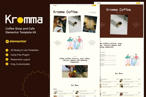 Kromma 1.0 – Coffee Shop and Cafe Elementor Template Kit