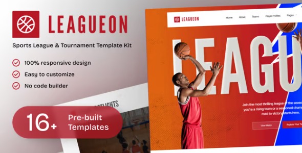 Leagueon 1.0 – Sports League & Tournament Elementor Template Kit