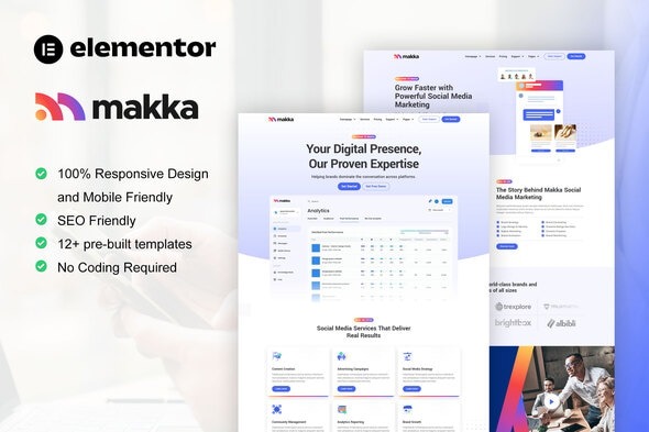 Makka 1.0 – Social Media Marketing Agency Elementor Template Kit