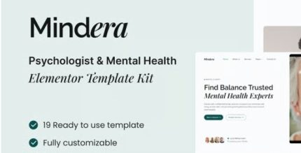 Mindera - Psychologist & Mental Health Elementor Template Kit