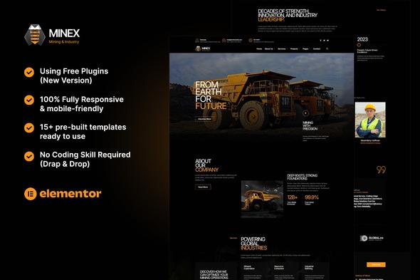 Minex 1.0 – Mining & Industry Elementor Template Kit