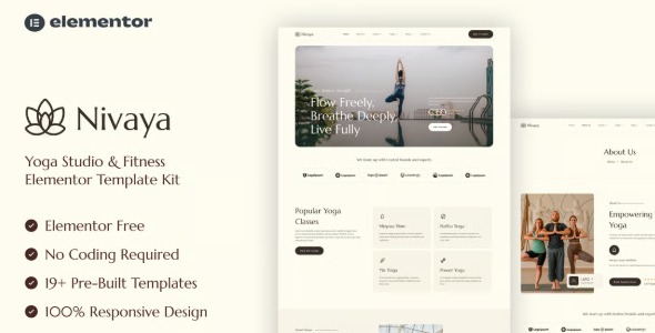 Nivaya 1.0 – Yoga Studio & Fitness Elementor Template Kit