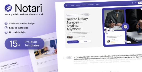 Notario 1.0 – Notary Public Elementor Template Kit
