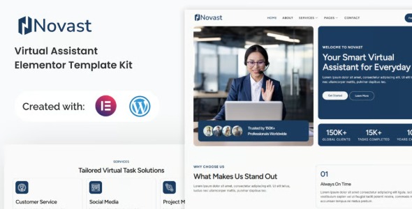 Novast 1.0 – Virtual Assistant Elementor Template Kit