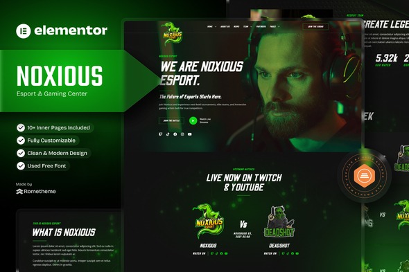 Noxious 20250706 – Esport & Gaming Elementor Template kit