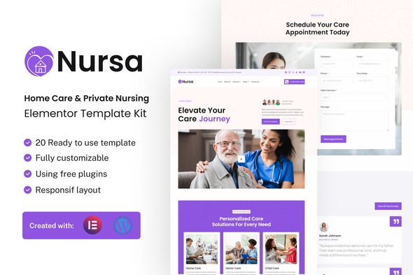 Nursa 1.0 – Home Care & Private Nursing Services Elementor Template Kit