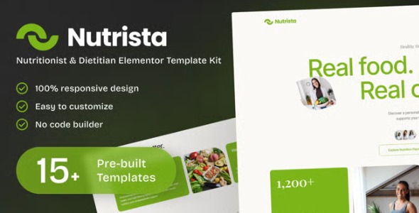Nutrista 1.0 – Nutritionist & Dietitian Elementor Template Kit