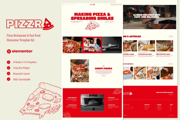 Pizzra 1.0 – Pizza Restaurant & Fast Food Elementor Template Kit