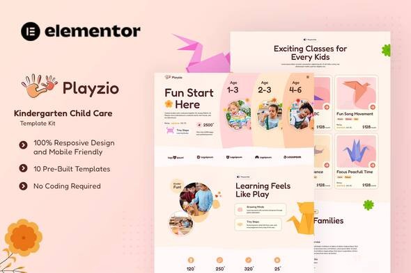 Playzio 1.0 – Kindergarten Child Care Elementor Template Kit