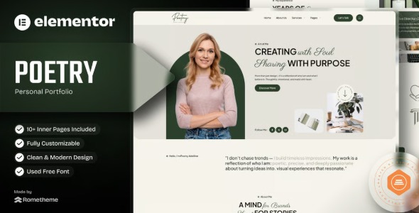 Poetry 1.0 – Personal Portfolio & Resume Elementor Template Kit