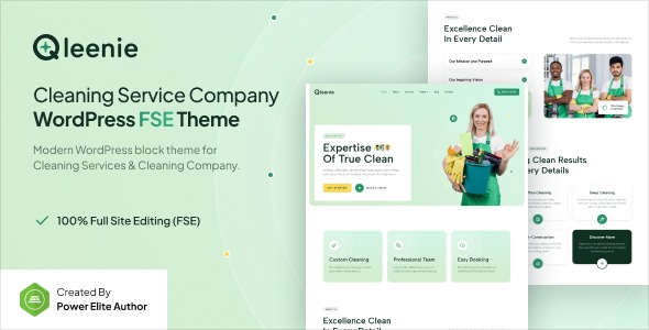 Qleenie 1.0.0 – Cleaning Service Company FSE WordPress Theme