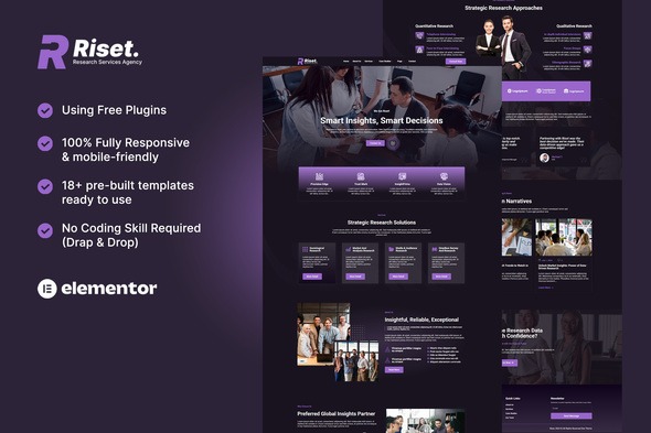 Riset 1.0 – Research Services & Agency Elementor Template Kit