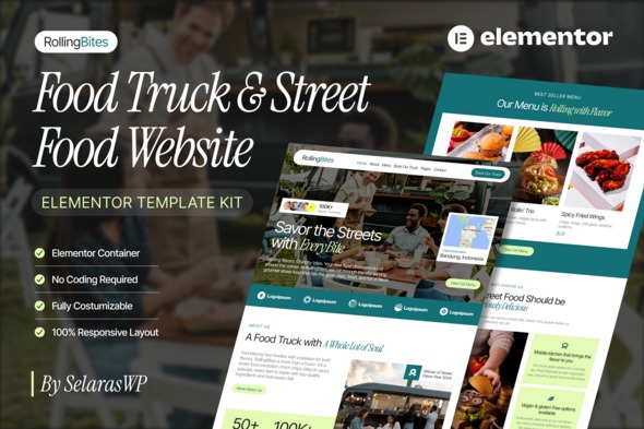 RollingBites 1.0 – Food Truck & Street Food Elementor Pro Template Kit