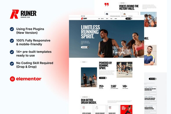 Runer 1.0 – Running Club, Marathon & Sports Events Elementor Template Kit