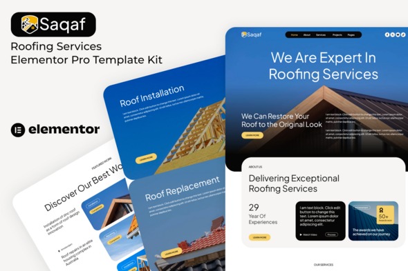 Saqaf 1.0 – Roofing Services Elementor Pro Template Kit