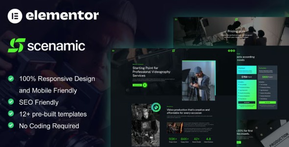 Scenamic 1.0 – Video Production Service Elementor Template Kit