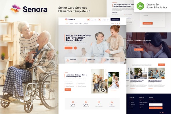 Senora 1.0 – Senior Care Services Elementor Template Kit