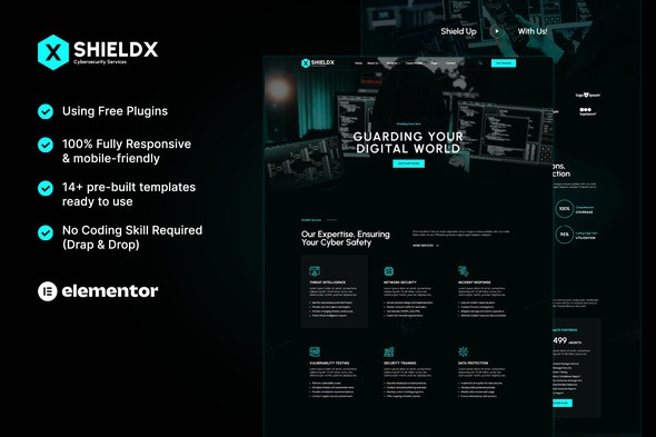 ShieldX 1.0 – Cybersecurity Services Elementor Template Kit