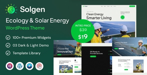 Solgen 1.0.0 – Ecology & Solar Energy WordPress Theme