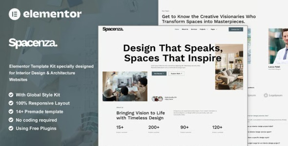 Spacenza 1.0 – Interior Design & Architecture Elementor Template Kit