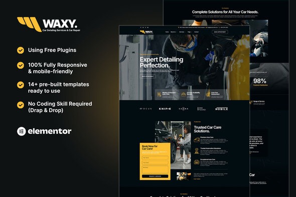 Waxy 1.0 – Car Detailing Service & Car Repair Elementor Template Kit