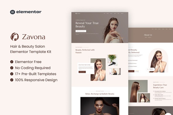 Zavona 1.0 – Hair & Beauty Salon Elementor Template Kit