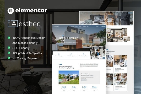 Aesthec 1.0 – Architecture & Interior Design Service Elementor Template Kit