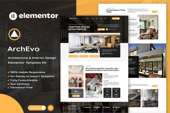 ArchEvo 1.0 – Architecture & Interior Design Elementor Template Kit