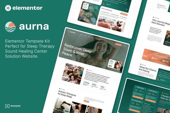 Aurna 1.0 – Sleep Therapy & Sound Healing Center Elementor Template Kits