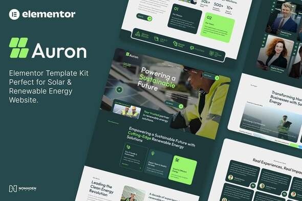 Auron 1.0 – Solar & Green Renewable Energy Elementor Template Kits