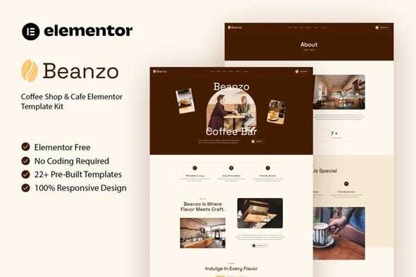 Beanzo 1.0 – Coffee Shop & Cafe Elementor Template Kit
