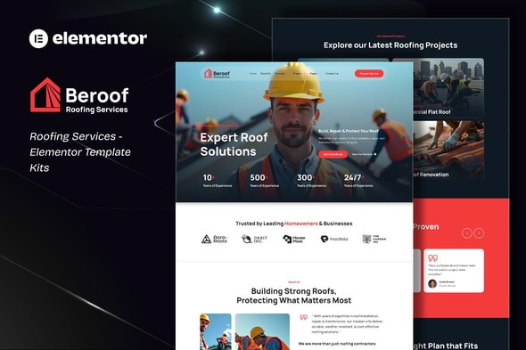 Beroof 1.0 – Roofing Services Elementor Template Kit
