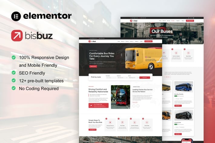 BisBuz 1.0 – Bus Charter Service & Rental Elementor Pro Template Kit