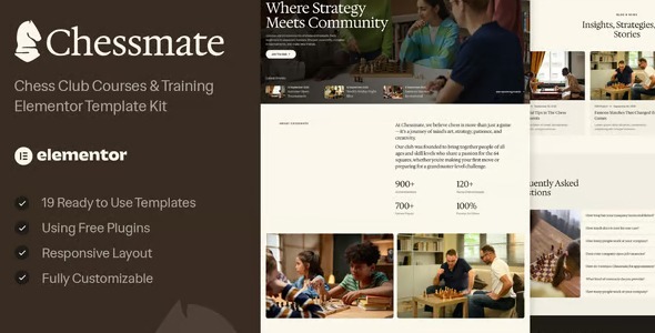Chessmate 1.0 – Chess Club Courses & Training Elementor Template Kit