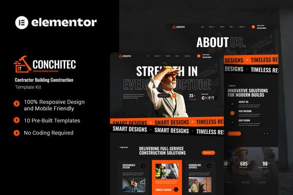 Conchitec 1.0 – Contractor Building Construction Elementor Template Kit