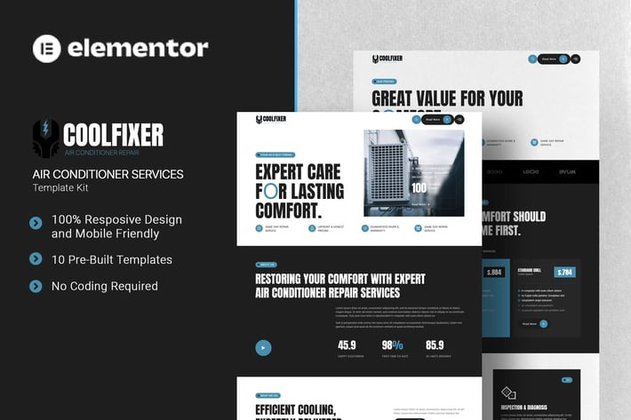 Coolfixer 1.0 – Air Conditioner Services Elementor Template Kit