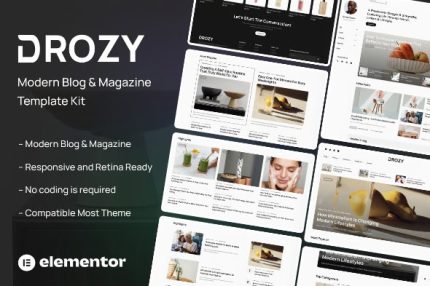 Drozy - Modern Blog & Magazine Elementor Pro Template Kits