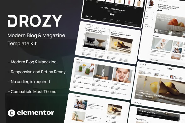 Drozy  – Modern Blog & Magazine Elementor Pro Template Kits