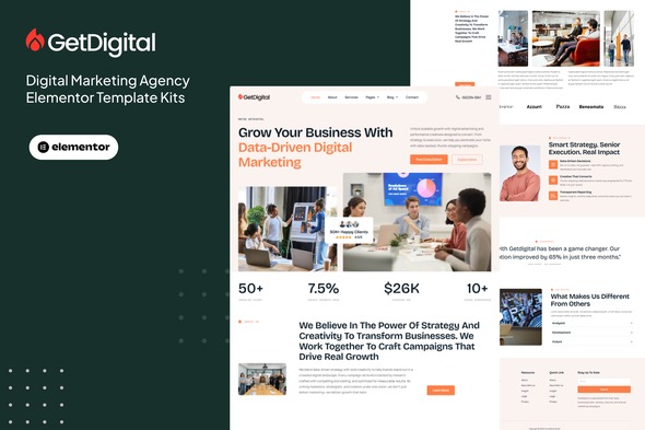 GetDigital 1.0 – Digital Marketing Agency Elementor Pro Template Kit