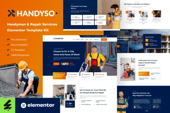 Handyso 1.0 – Handyman & Repair Service Elementor Template Kit