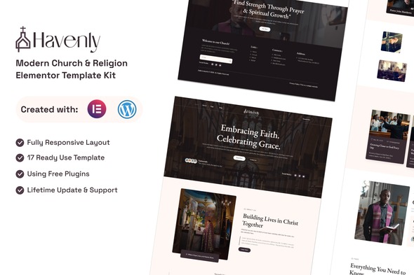 Havenly 1.0 – Modern Church & Religion Elementor Template Kit