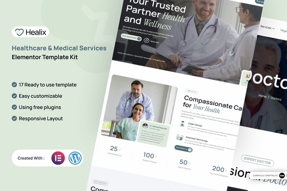 Healix 1.0 – Healthcare & Medical Services Elementor Template Kit