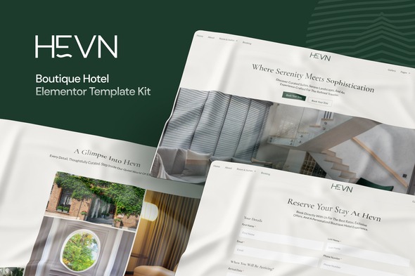 Hevn 1.0 – Boutique Hotel Elementor Template Kit